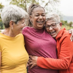 Happy Multiracial Senior Women Having Fun Together